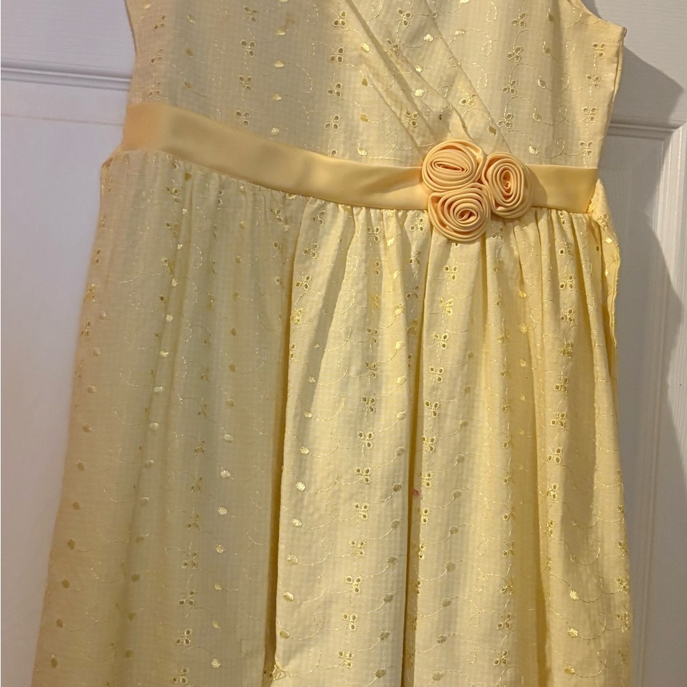 Yellow Sleeveless Dress with Floral Detail